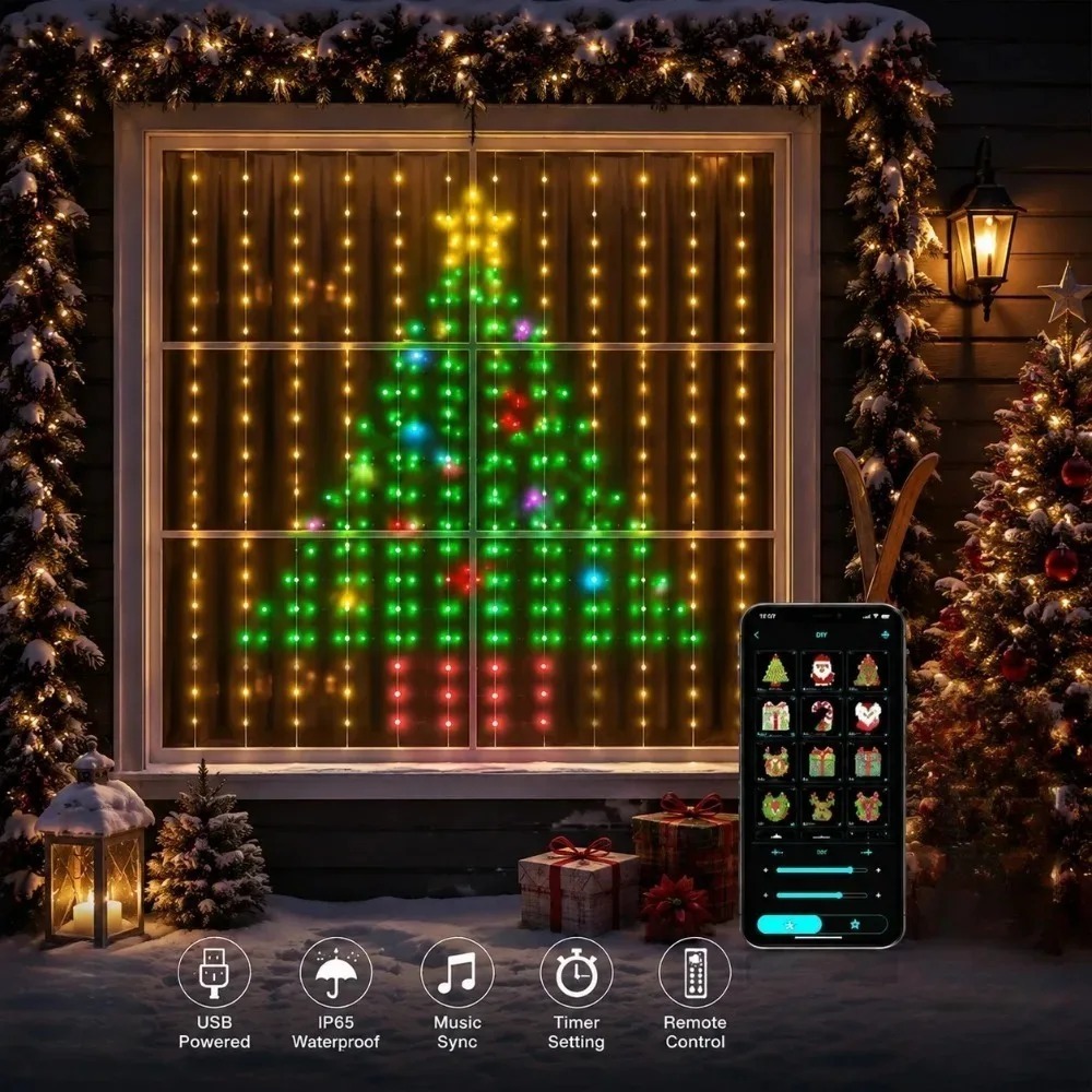 Fairy Light Curtain - ไฟม่าน LED พิกเซล ควบคุมผ่านแอปพลิเคชันบลูทูธ ไฟสาย RGB
