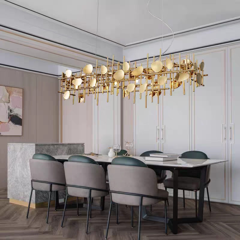Lighting Decoration Ideas For Home - โคมไฟเพดานดีไซน์เรขาคณิต แนวโมเดิร์น สำหรับตกแต่งห้องรับประทานอาหาร โคมไฟ LED แขวนเพดาน