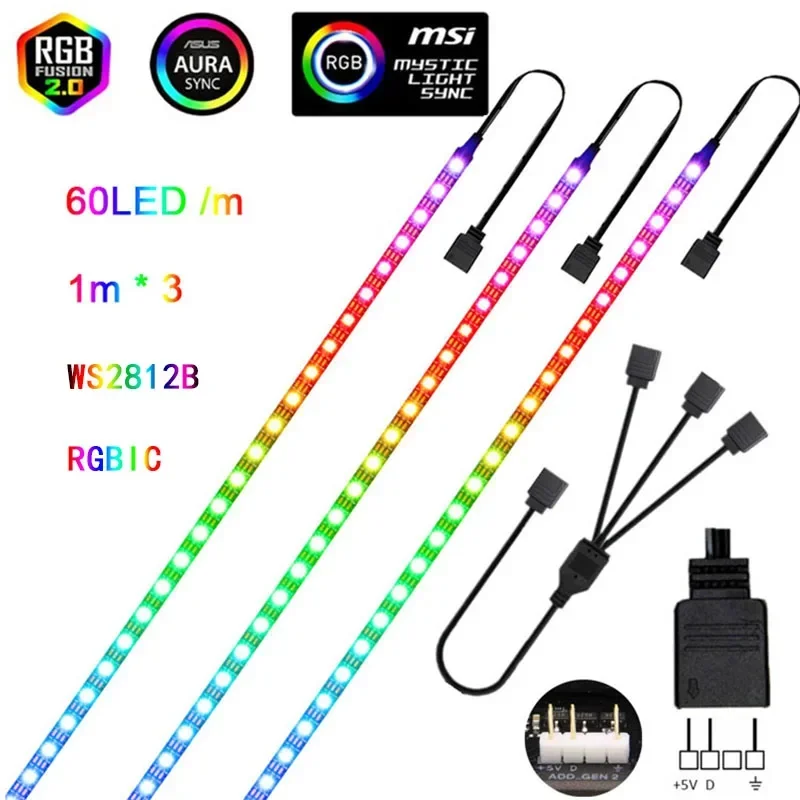 Decor Lighting Address - ไฟ LED แบบแถบสำหรับคอมพิวเตอร์ WS2812b ARGB ควบคุมสีได้