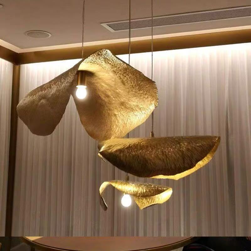 Decor Lighting Sales - โคมไฟเพดานทองแดงดีไซน์มินิมอลรูปใบโพธิ์ ลดราคาพิเศษ เหมาะสำหรับห้องนั่งเล่น ร้านอาหาร ไฟ LED