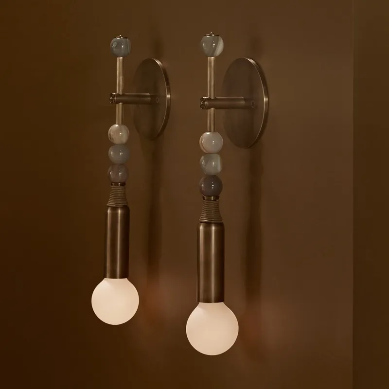 Lighting Decor In Room - โคมไฟติดผนังสไตล์นอร์ดิกวินเทจ สำหรับตกแต่งบ้าน ห้องนั่งเล่น ห้องนอน โรงแรม ทำจากทองเหลืองแท้