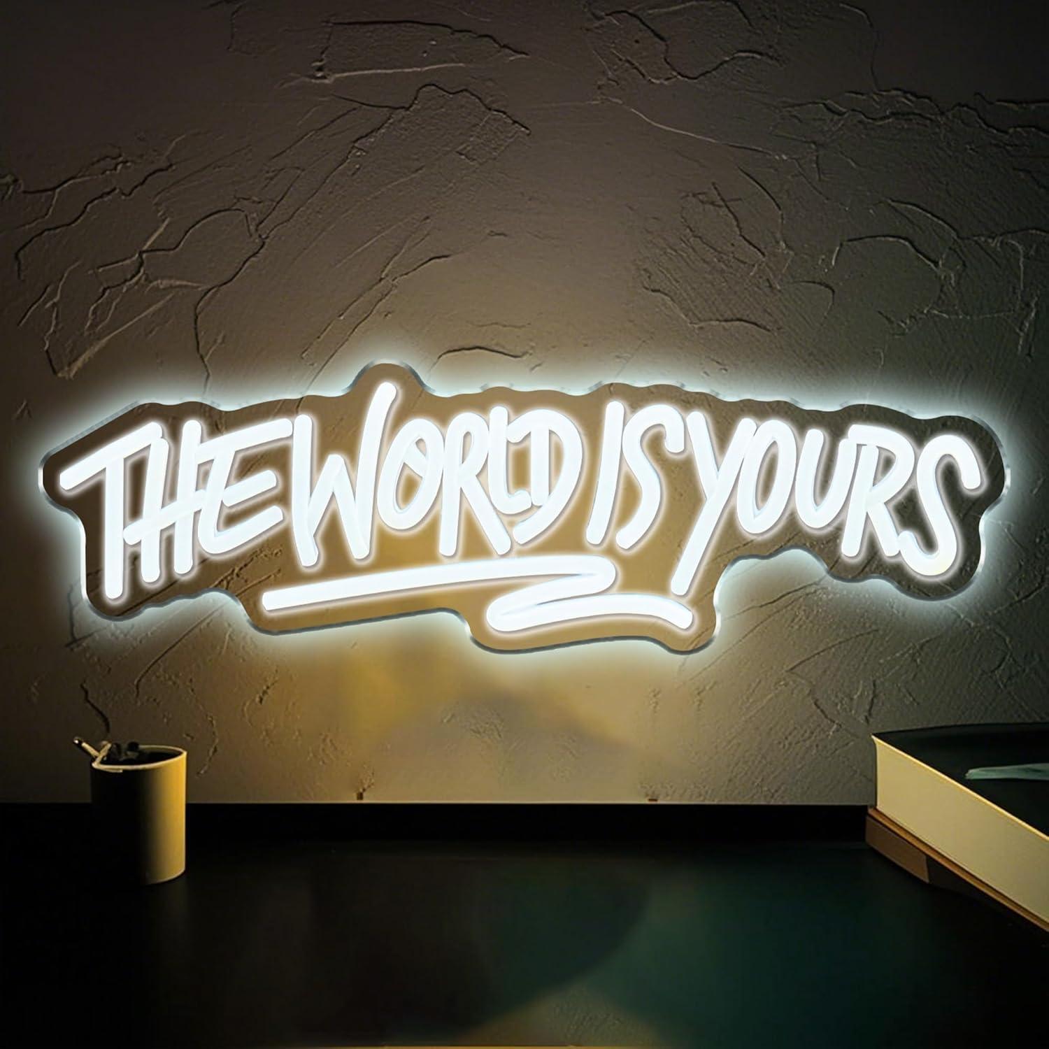 Lighting Decoration For Wedding - ป้ายไฟนีออน The World is Yours ใช้พลังงานจาก