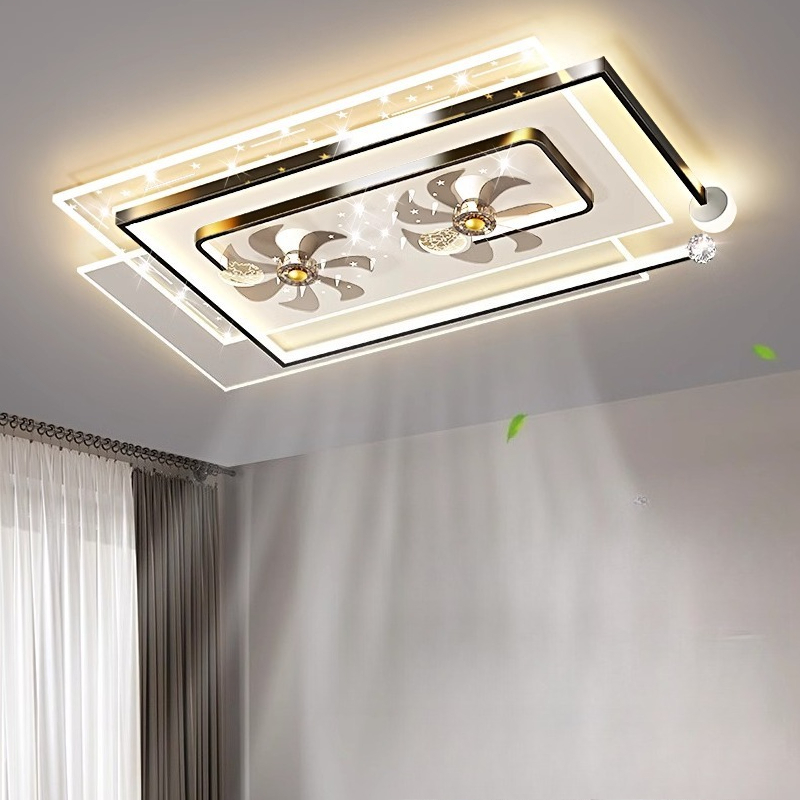 Lighting Decoration On Wall - โคมไฟตกแต่งบ้าน พัดลมเพดานพร้อมไฟ โคมไฟพัดลม LED สำหรับห้องนั่งเล่น ห้องโถง