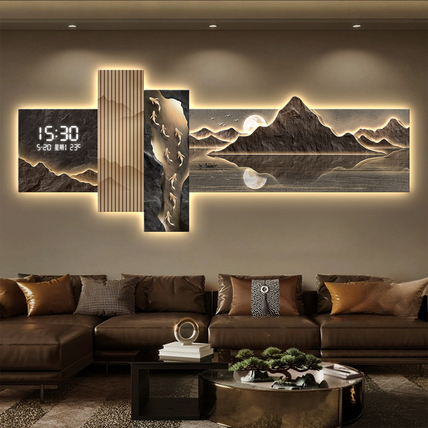 ภาพตกแต่งห้องนั่งเล่นสไตล์จีนส - Lighting Decoration On Wall บทวิจารณ์และราคา