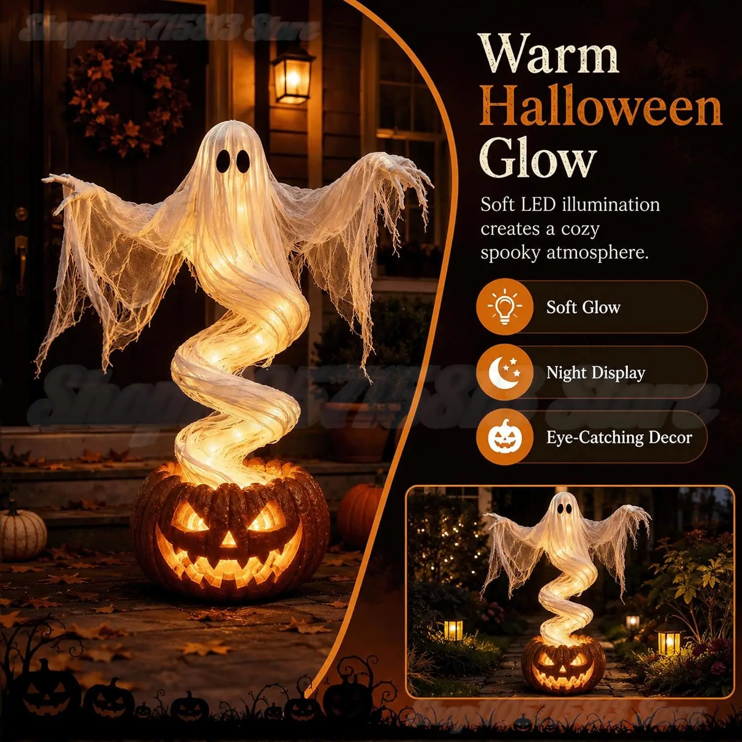 โคมไฟสนามรูปฟักทองผีหมุนวน ปี  - Decor Lighting Floor Lamps บทวิจารณ์และราคา