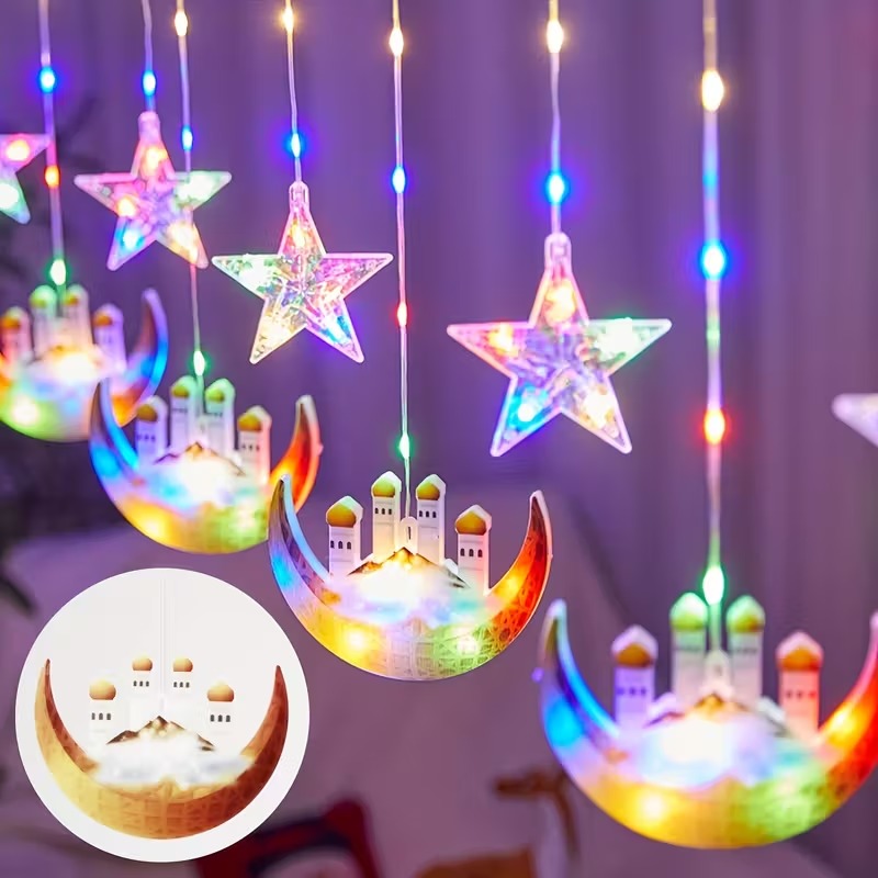 ไฟม่านหน้าต่างรูปพระจันทร์และด - Fairy Light Curtain บทวิจารณ์และราคา