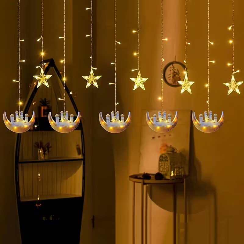 ไฟม่านหน้าต่างรูปพระจันทร์และด - Fairy Light Curtain บทวิจารณ์และราคา