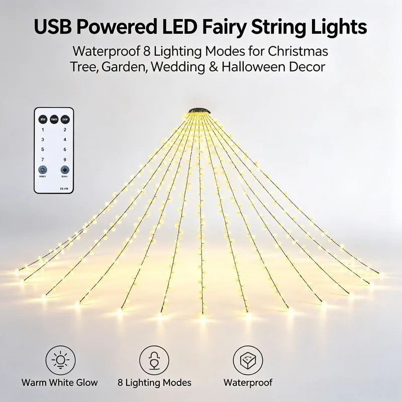 ไฟสาย LED USB กันน้ำ, 8 โหมดแส - Lighting Decoration For Wedding บทวิจารณ์และราคา