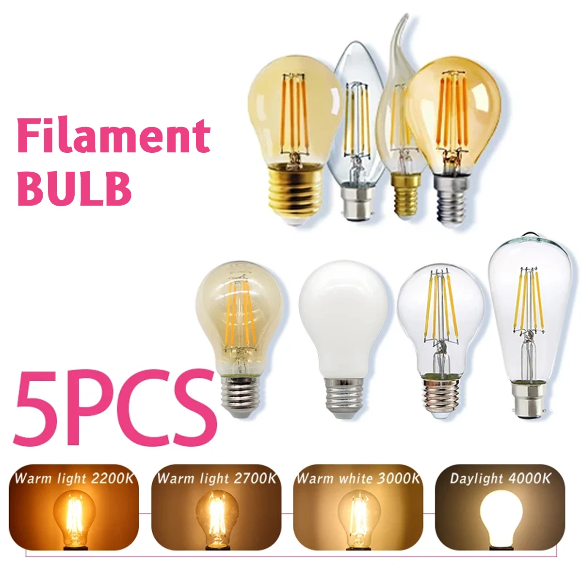 5PCS E27 E14 B22 หลอดไฟเอดิสัน - Vintage Lighting Decor บทวิจารณ์และราคา